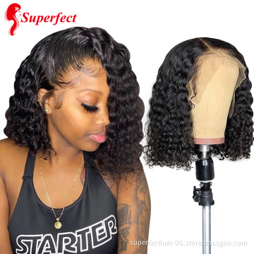 Wholesale 12A 13X4 4X4 virgin human hair bob wig frontal bob cut wigs human hair wigs short bob